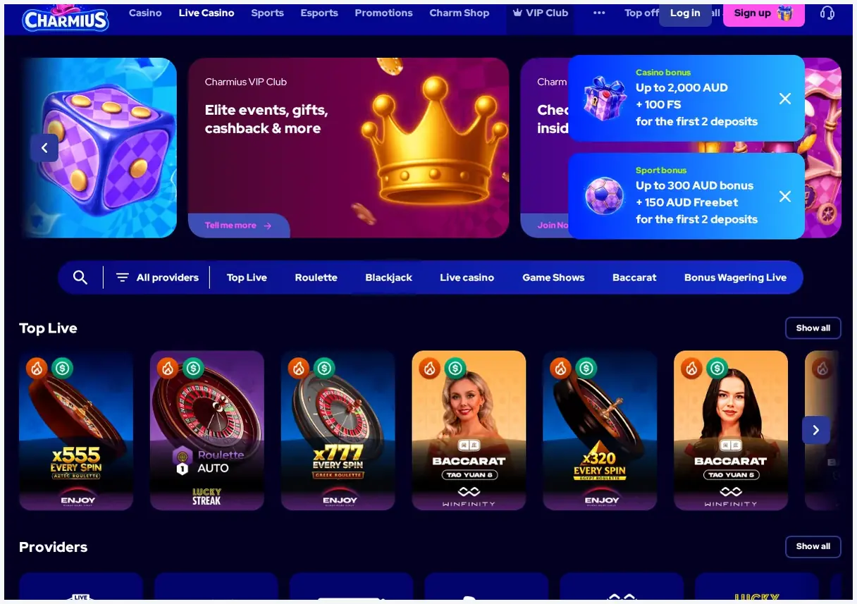 Charmius website screenshot, 23.09.2026